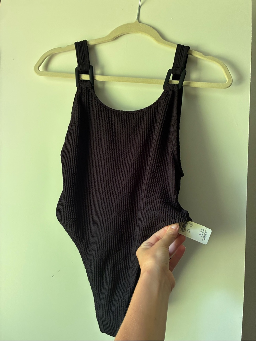 aerie Black Ribbed One-Piece Swimsuit